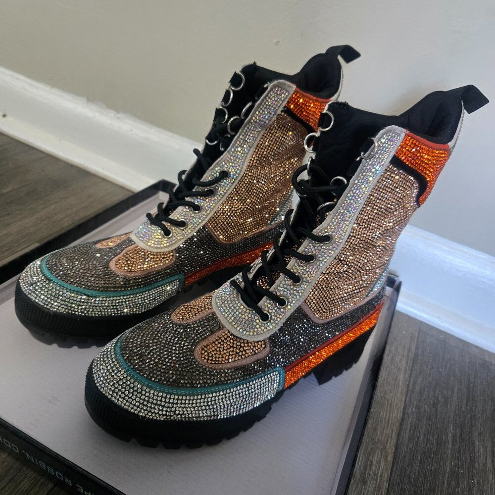 Glitter Combat Ankle Boots
